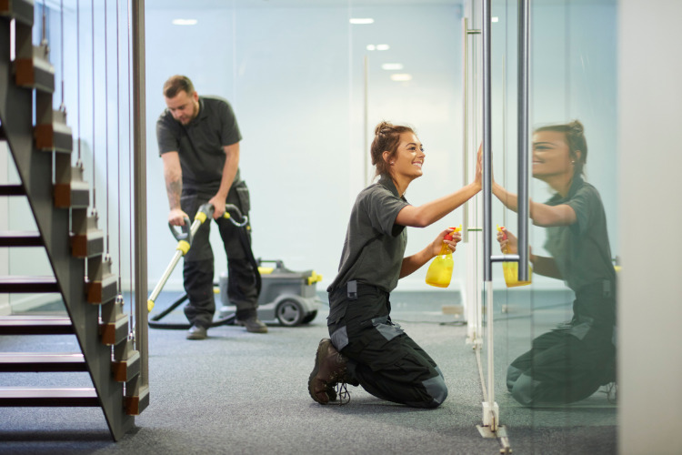Corporate Cleaning on floor and glass window