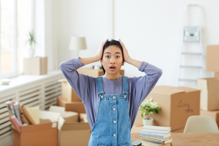 Stressed person about moving out