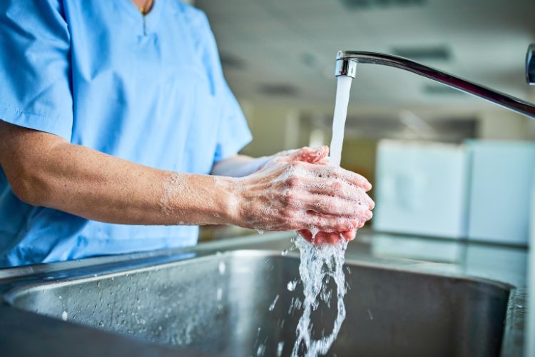 washing hands