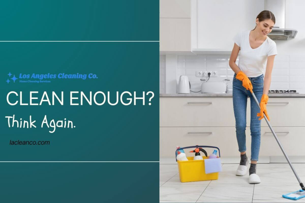 Smiling Girl Mopping the floor as a cleaning attendant of LA Cleaning Company
