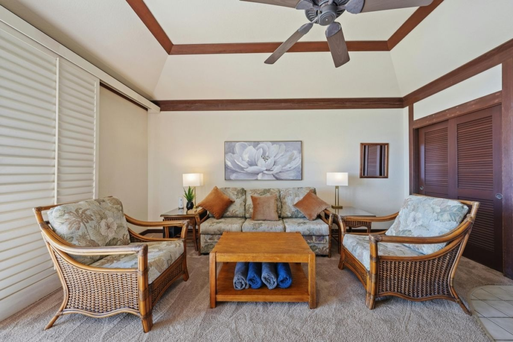 Clean seating area with wicker chairs; evidence that deep cleaning improves indoor air quality and removes dust.