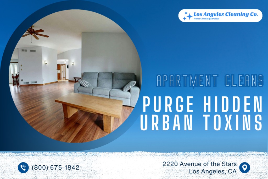 Spacious apartment interior with hardwood floors.